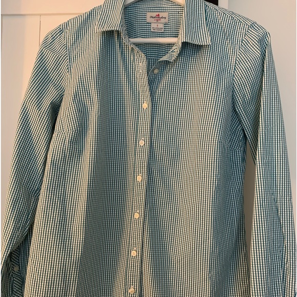 J. Crew Cotton Classic Green/White Check Shirt (S) - Picture 1 of 5
